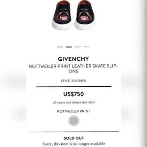 Givenchy Rottweiler Print Leather Skate Shoe Black
